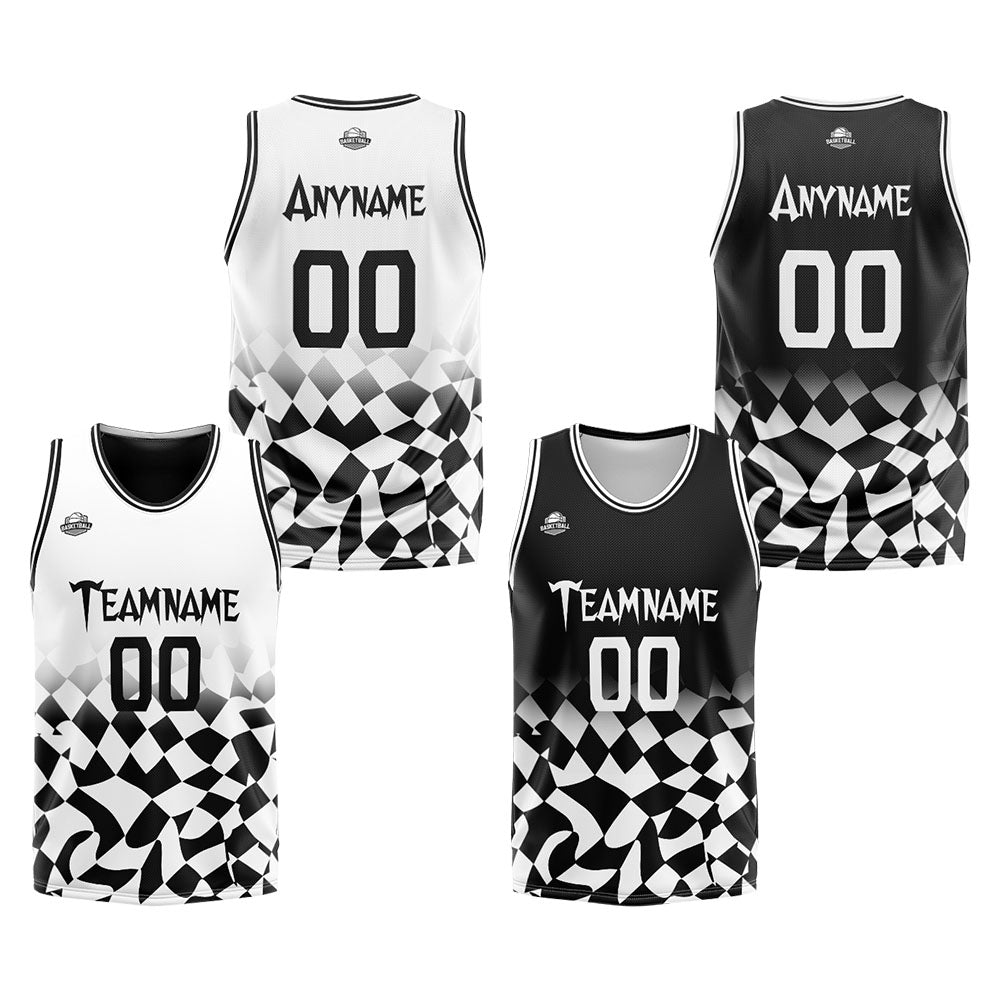 Benutzerdefinierte Reversible Basketball Jersey Personalisierte Print Name Nummer Logo Gitter-Rot&Gelb