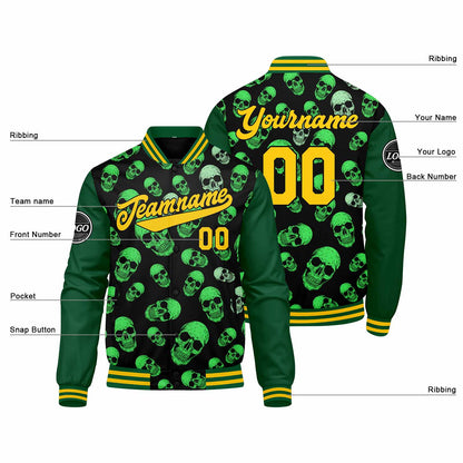 Benutzerdefinierte Verlauf Varsity-Jacke. Letterman-Jacke Grün