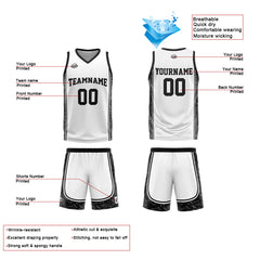 Benutzerdefinierte Weiß Schwarz Reversible Basketball Jersey Personalisierte Print Name Nummer Logo