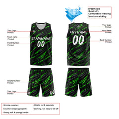 Benutzerdefinierte Reversible Basketball Jersey Personalisierte Print Name Nummer Logo Schaden-Grün