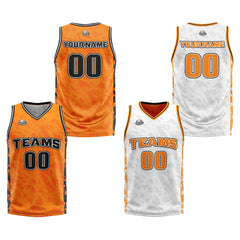 Benutzerdefinierte Orange Reversible Basketball Jersey Personalisierte Print Name Nummer Logo