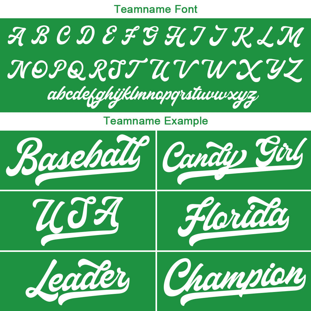 Benutzerdefinierte Authentisch Baseball-Trikot Kelly Grün-Weiß