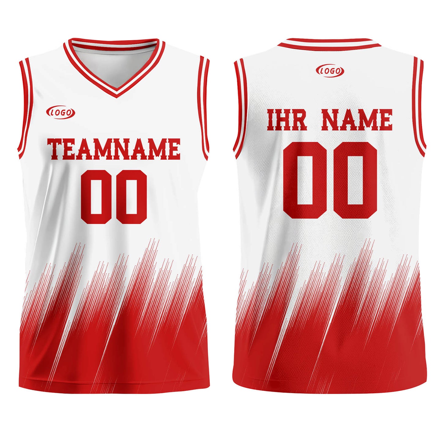 Benutzerdefinierter Weiß Rot Basketball Jersey Uniform Anzug gedruckt Ihr Logo Name Nummer