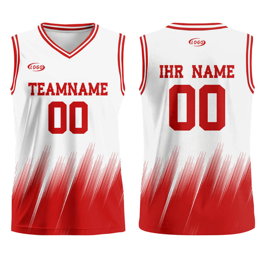 Benutzerdefinierter Weiß Rot Basketball Jersey Uniform Anzug gedruckt Ihr Logo Name Nummer