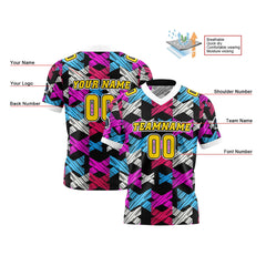 Benutzerdefinierte Blau Gelb Reversibel Fußball Trikot Personalisierte Gradient Fußball Shirts für Männer gedruckt Team Name Nummer Logo