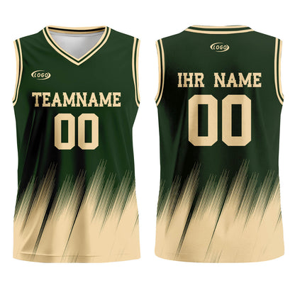 Benutzerdefinierter Olivgrün Creme Basketball Jersey Uniform Anzug gedruckt Ihr Logo Name Nummer