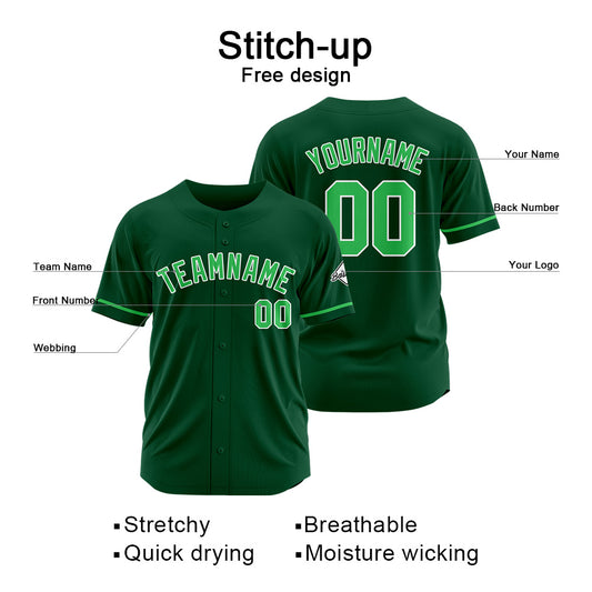 Benutzerdefinierte Authentisch Baseball-Trikot Dunkelgrün-Grün
