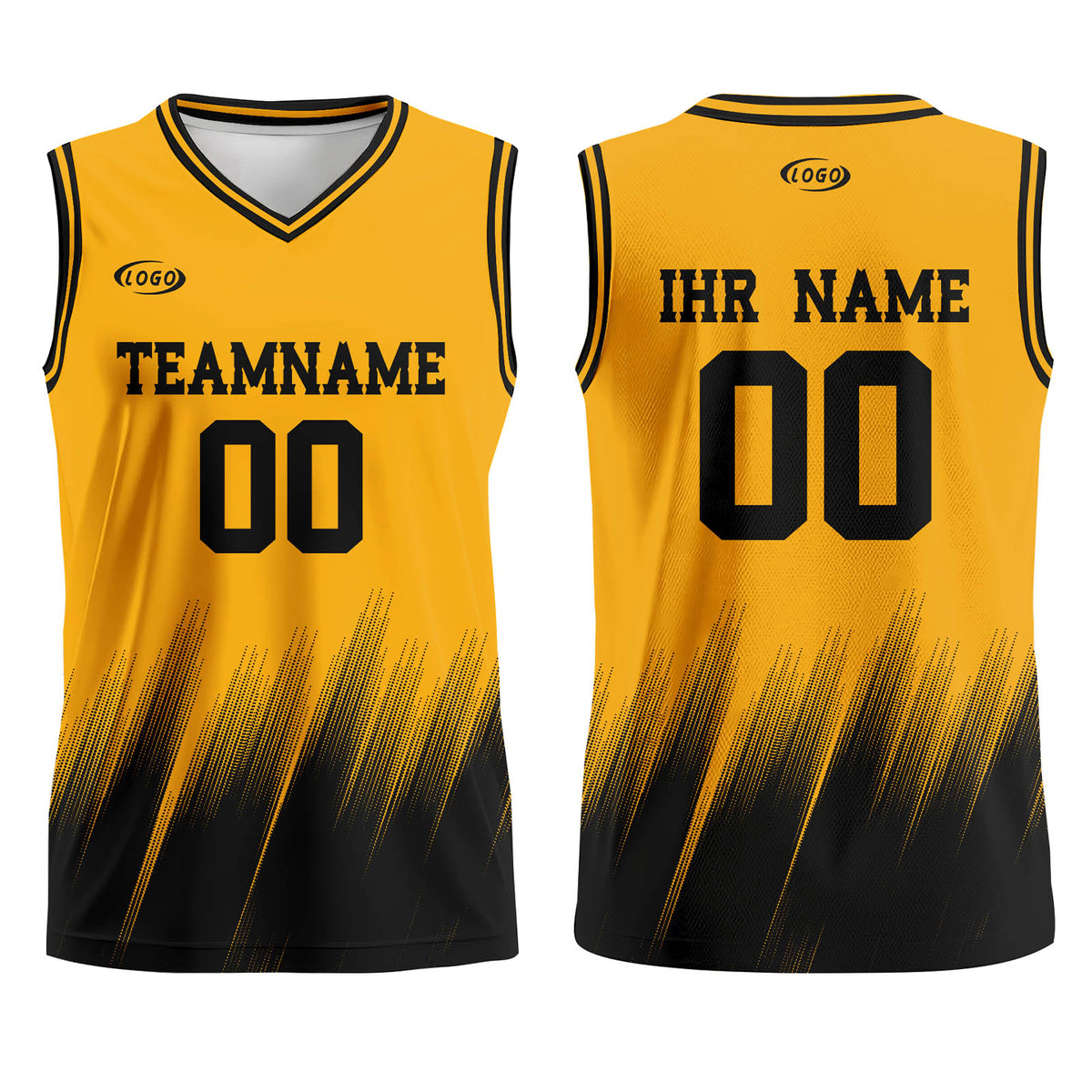 Benutzerdefinierter Gelb Schwarz Basketball Jersey Uniform Anzug gedruckt Ihr Logo Name Nummer