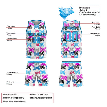 Benutzerdefinierter  Hellblau Basketball Jersey Uniform Anzug gedruckt Ihr Logo Name Nummer