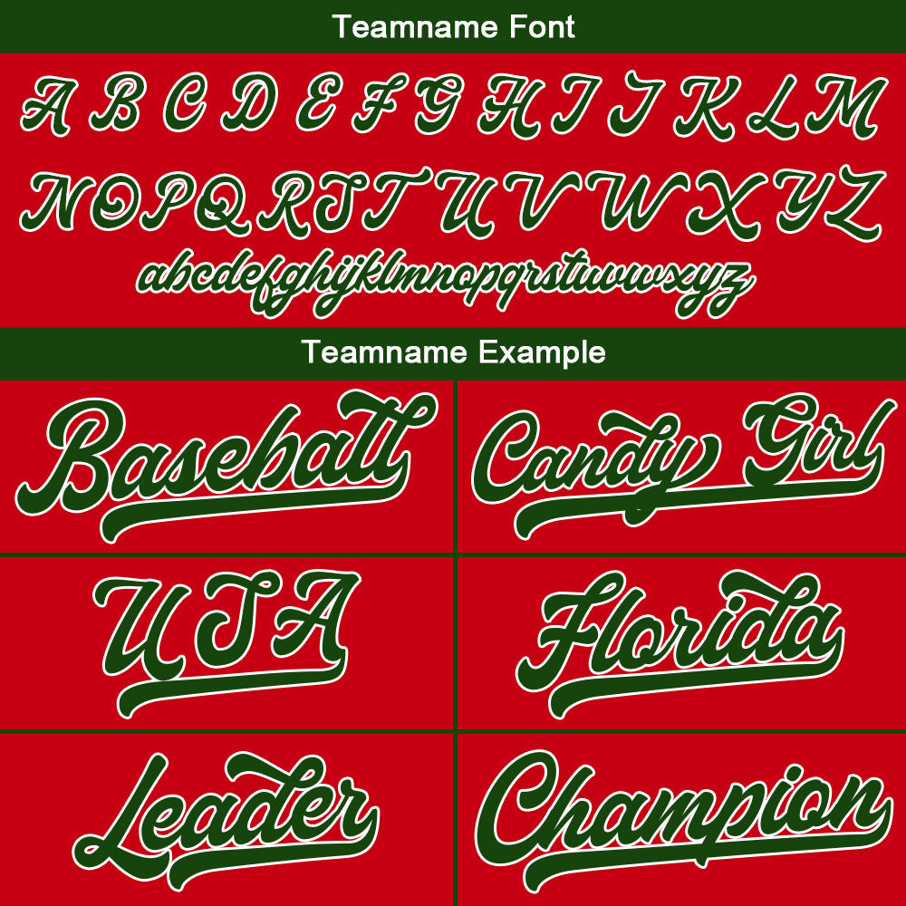 Benutzerdefinierte Authentisch Baseball-Trikot Rot-Dunkelgrün