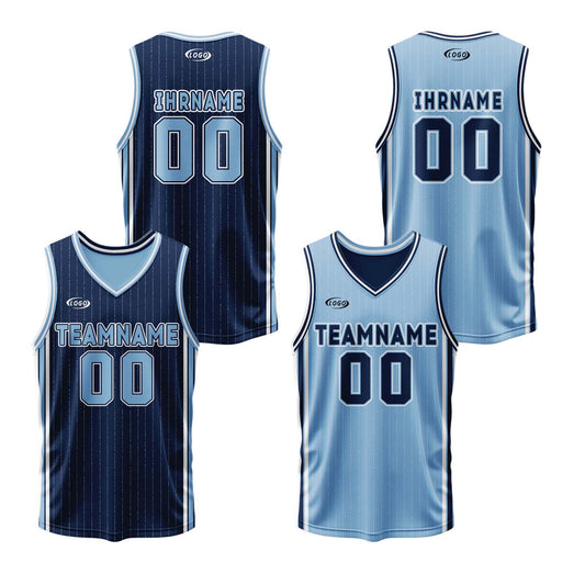 Benutzerdefinierte Marineblau Reversible Basketball Jersey Personalisierte Drucken Name Nummer Logo