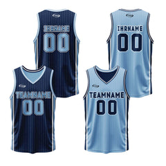 Benutzerdefinierte Marineblau Reversible Basketball Jersey Personalisierte Drucken Name Nummer Logo