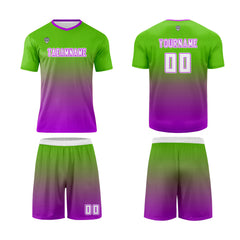 Benutzerdefinierte Grün Lila Trikots für Männer Frauen Personalisierte Fußball Uniformen für Erwachsene und Kind