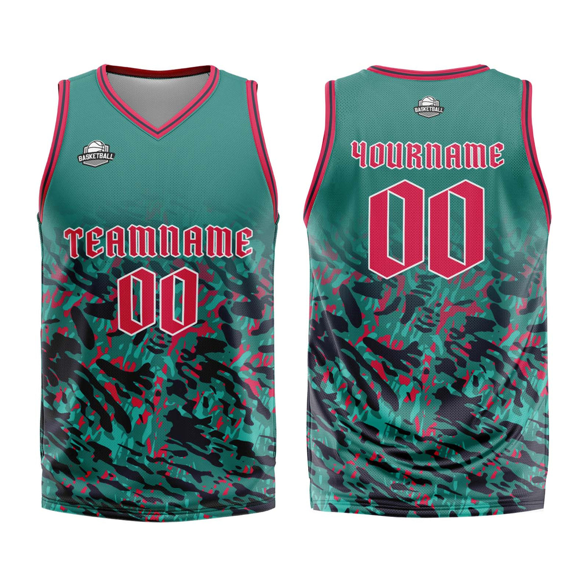 Benutzerdefinierter Grün Rot Basketball Jersey Uniform Anzug gedruckt Ihr Logo Name Nummer