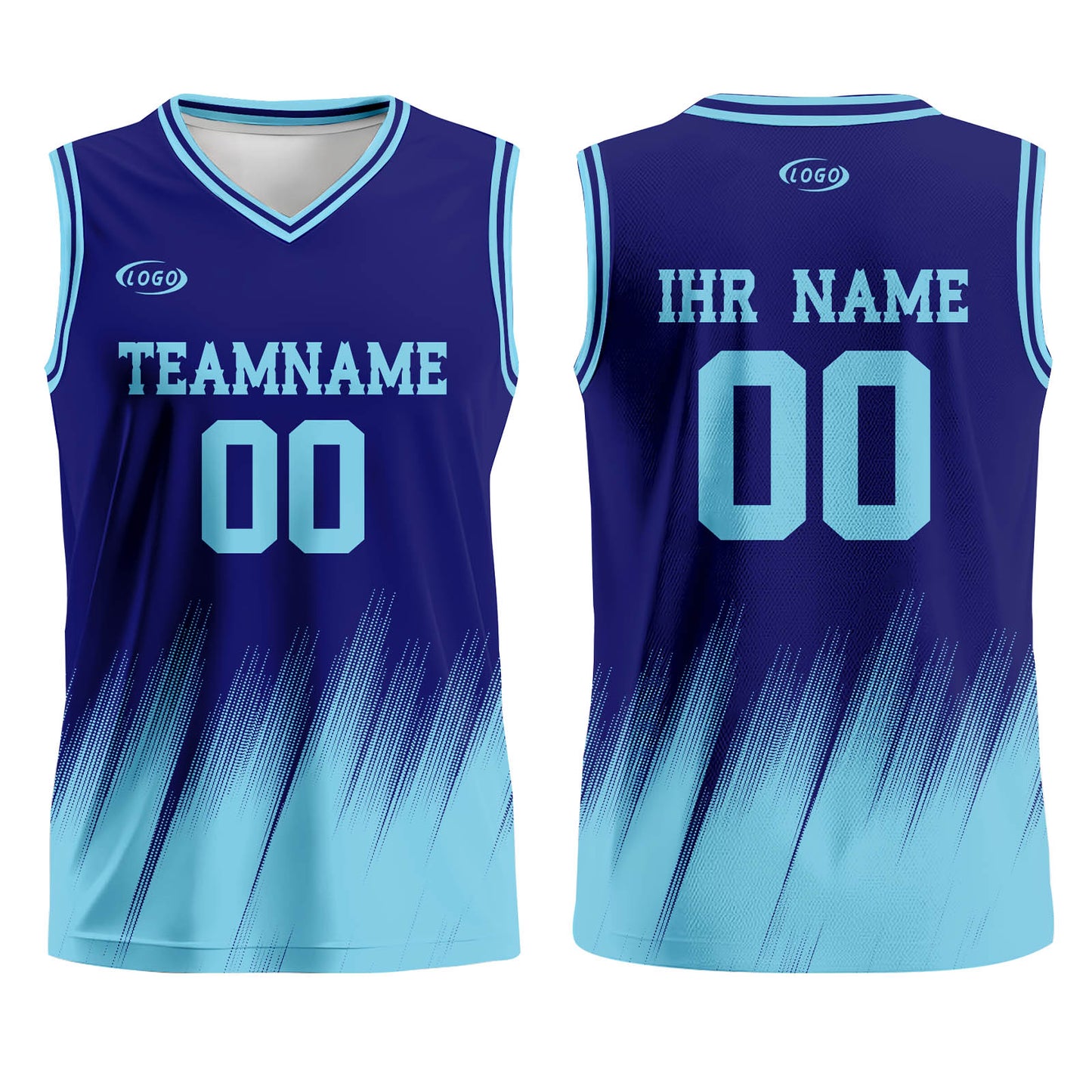 Benutzerdefinierter Blau Basketball Jersey Uniform Anzug gedruckt Ihr Logo Name Nummer