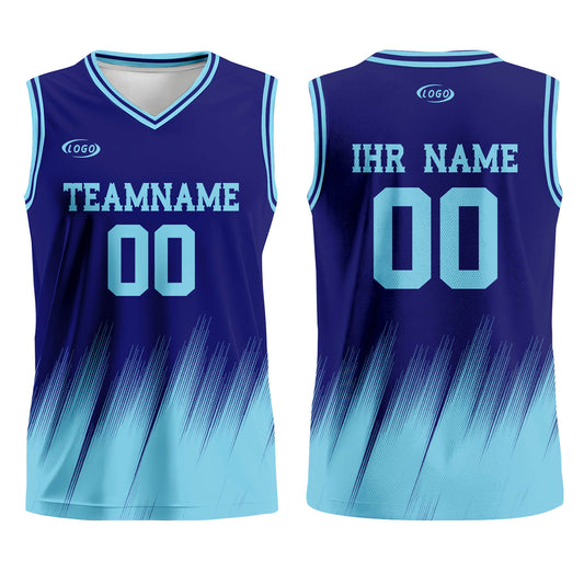 Benutzerdefinierter Blau Basketball Jersey Uniform Anzug gedruckt Ihr Logo Name Nummer