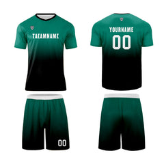 Benutzerdefinierte Dunkelgrün Schwarz Trikots für Männer Frauen Personalisierte Fußball Uniformen für Erwachsene und Kind