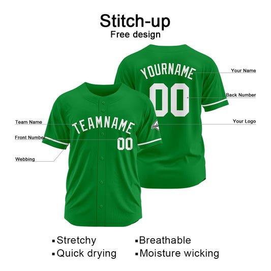 Benutzerdefinierte Authentisch Baseball-Trikot Kelly Grün-Weiß