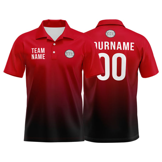 Benutzerdefinierte Rot Schwarz Weiß Fußball Polo-Shirts Fügen Sie Ihr Einzigartiges hinzu Logo/Name/Nummer