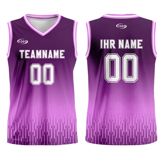 Benutzerdefinierter Lila Helllila Farbverlauf Basketball Jersey Uniform Anzug gedruckt Ihr Logo Name Nummer