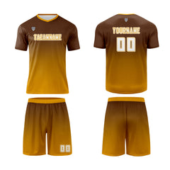 Benutzerdefinierte Braun Orange Trikots für Männer Frauen Personalisierte Fußball Uniformen für Erwachsene und Kind