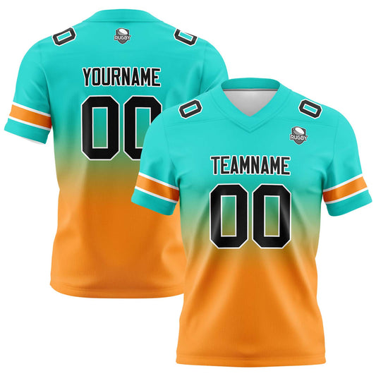 Benutzerdefinierte Gradient Fußball Trikots Personalisierte Name Nummer Logo Teal&Orange