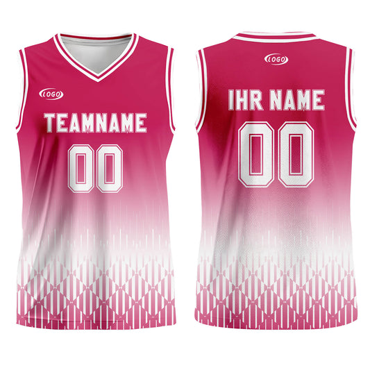 Benutzerdefinierter Rot Weiß Farbverlauf Basketball Jersey Uniform Anzug gedruckt Ihr Logo Name Nummer