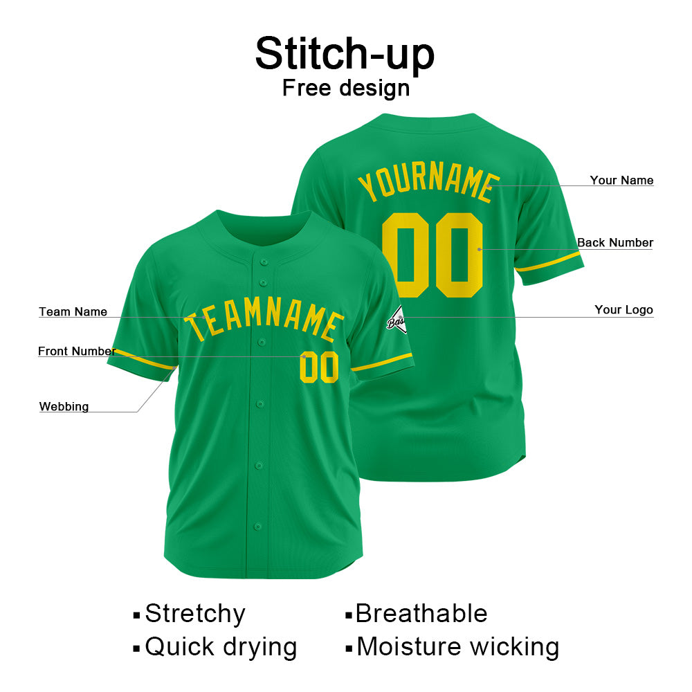 Benutzerdefinierte Authentisch Baseball-Trikot Grün Gelb