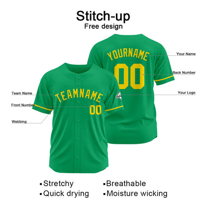 Benutzerdefinierte Authentisch Baseball-Trikot Grün Gelb