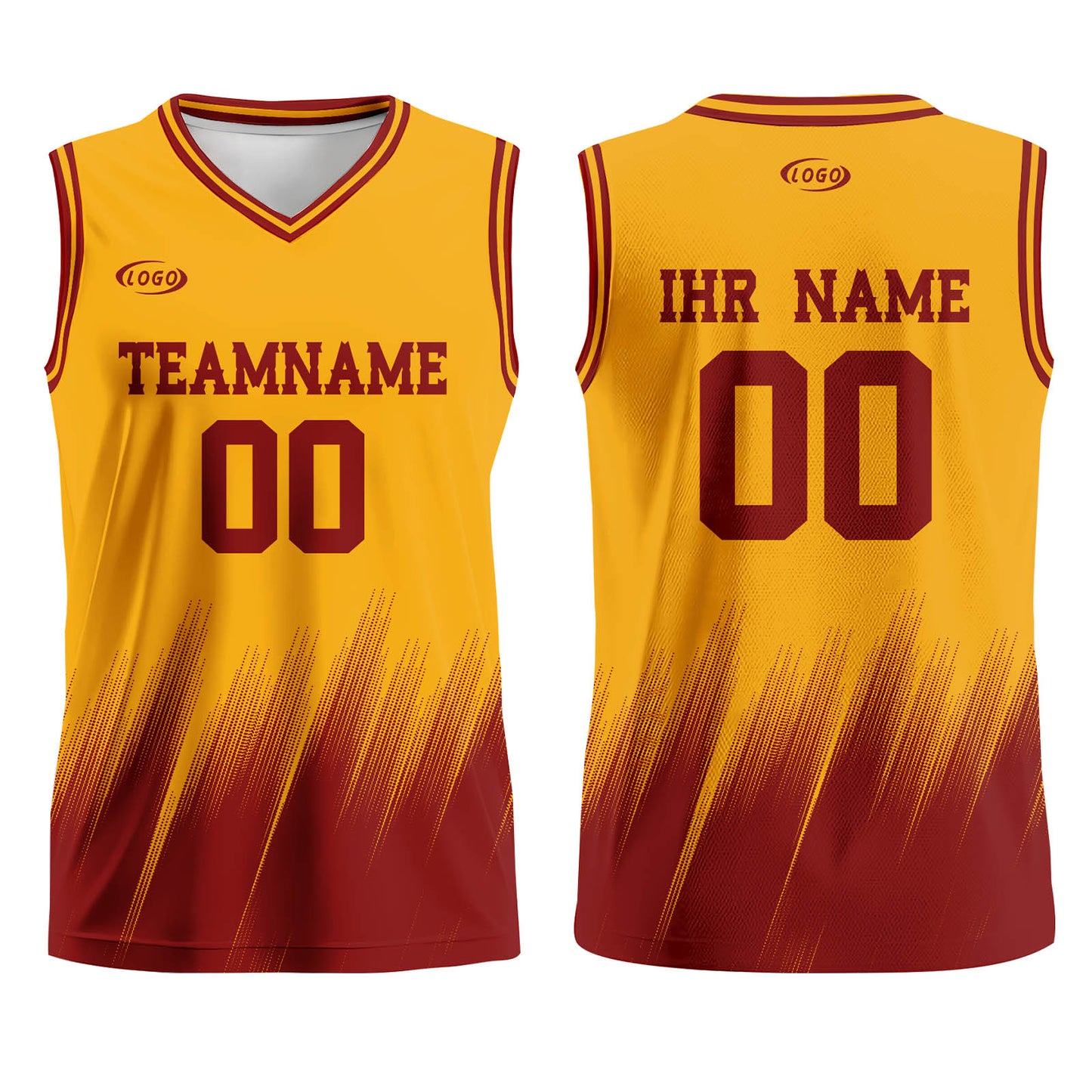 Benutzerdefinierter Gelb Rot Basketball Jersey Uniform Anzug gedruckt Ihr Logo Name Nummer