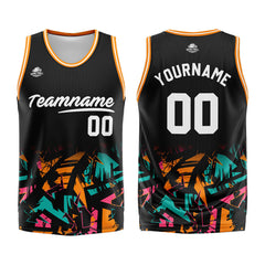 Benutzerdefinierter Basketball Jersey Uniform Anzug gedruckt Ihr Logo Name Nummer Schwarz&Orange