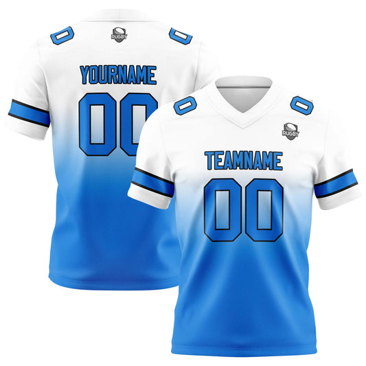 Benutzerdefinierte Weiß & Blau Gradient Fußball Trikots Personalisierter Name Nummer Logo