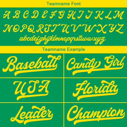 Benutzerdefinierte Authentisch Baseball-Trikot Grün Gelb