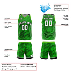 Benutzerdefinierte Grün Reversible Basketball Jersey Personalisierte Print Name Nummer Logo