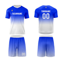 Benutzerdefinierte Blau Weiß Trikots für Männer Frauen Personalisierte Fußball Uniformen für Erwachsene und Kind