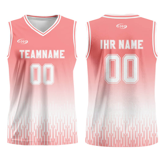 Benutzerdefinierter Rosa Weiß Farbverlauf Basketball Jersey Uniform Anzug gedruckt Ihr Logo Name Nummer