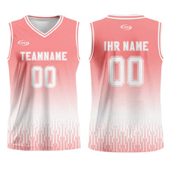 Benutzerdefinierter Rosa Weiß Farbverlauf Basketball Jersey Uniform Anzug gedruckt Ihr Logo Name Nummer