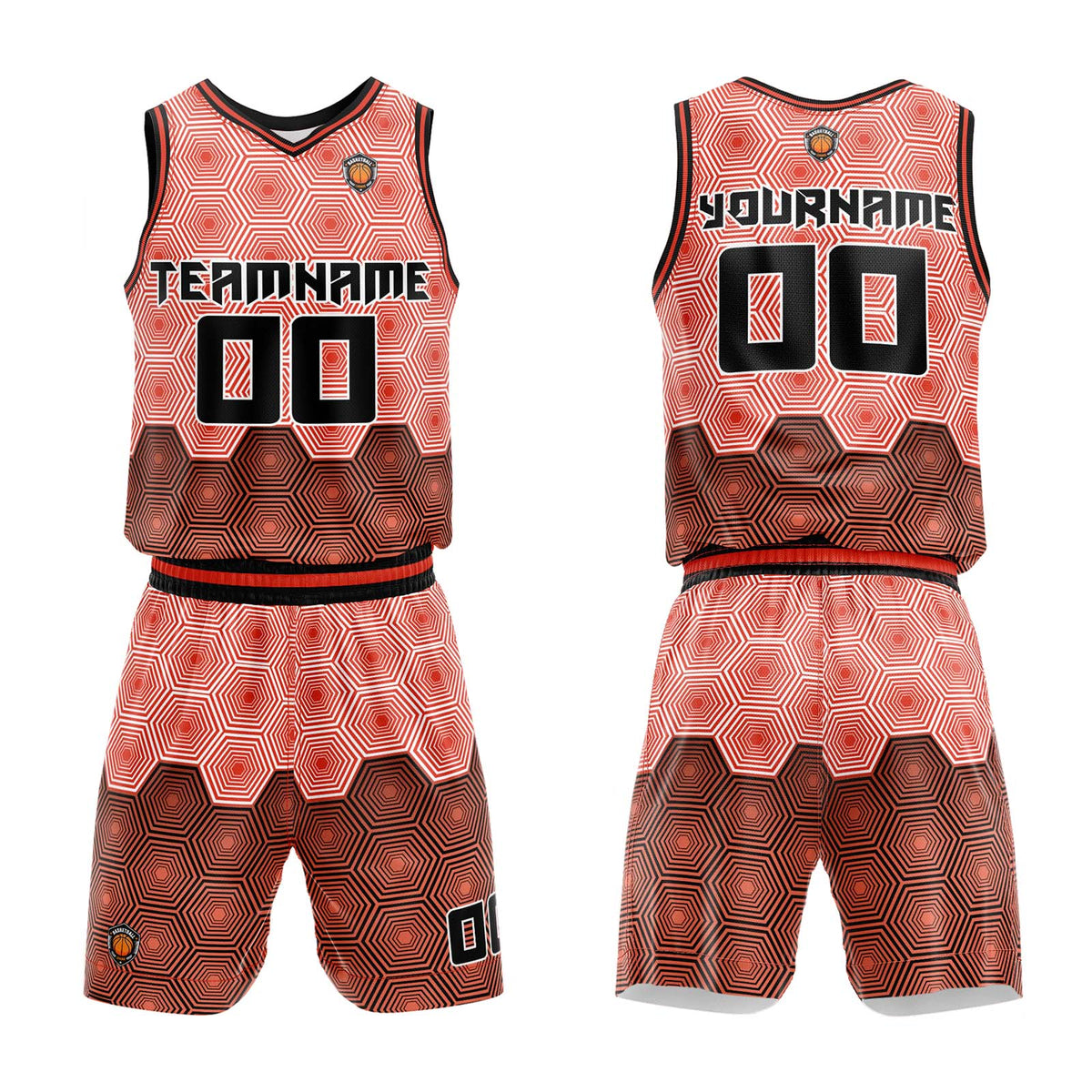 Benutzerdefinierter Dunkel Orange Basketball Jersey Uniform Anzug gedruckt Ihr Logo Name Nummer