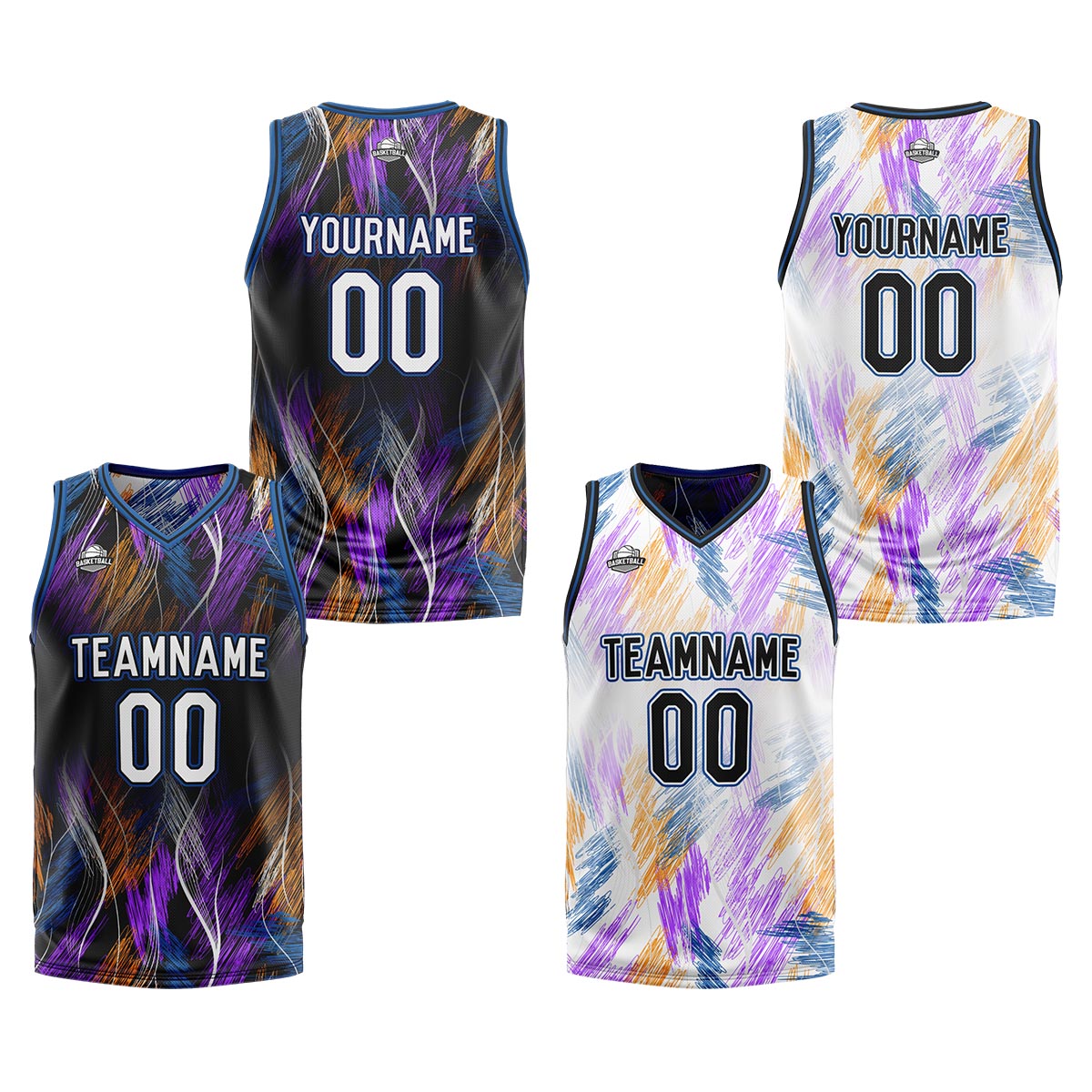 Benutzerdefinierte Schwarz Blau Reversible Basketball Jersey Personalisierte Print Name Nummer Logo