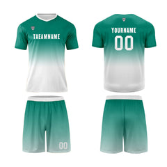 Benutzerdefinierte Dunkelgrün Weiß Trikots für Männer Frauen Personalisierte Fußball Uniformen für Erwachsene und Kind