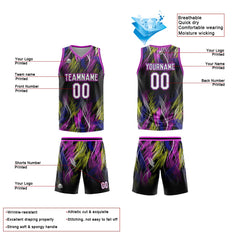 Benutzerdefinierter Schwarz Rosa Basketball Jersey Uniform Anzug gedruckt Ihr Logo Name Nummer