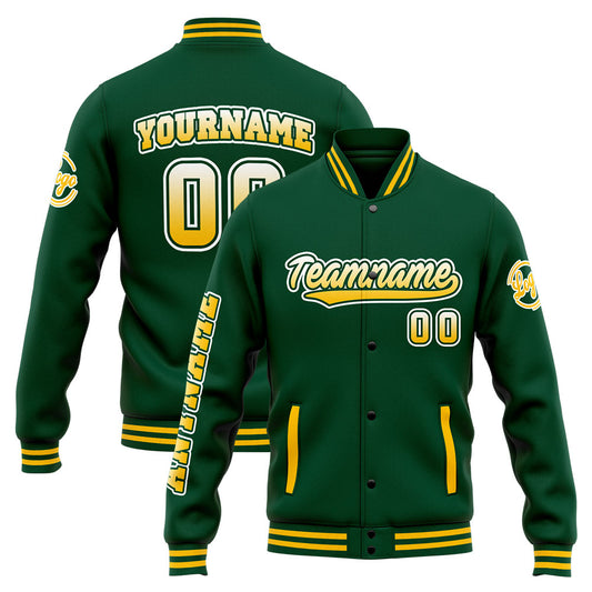 Benutzerdefinierte Varsity-Jacke. Letterman-Jacke für Männer, Frauen und Jugendliche Grün