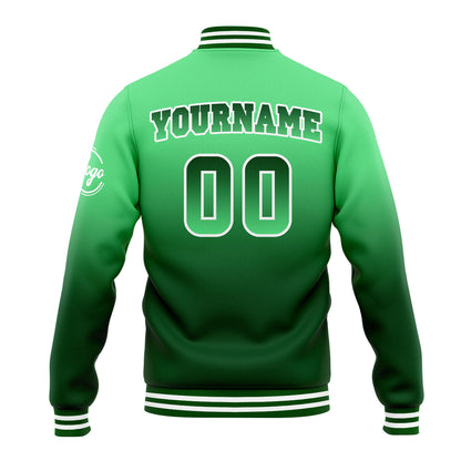 Benutzerdefinierte Verlauf Varsity-Jacke. Letterman-Jacke Grün