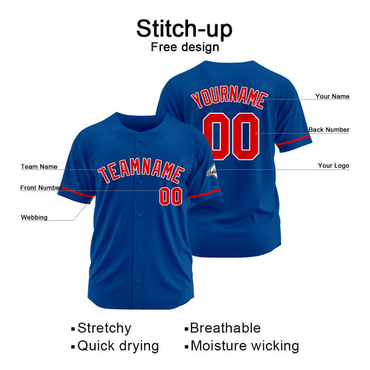 Benutzerdefinierte Authentisch Baseball-Trikot königlich-Rot