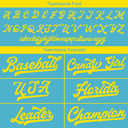 Benutzerdefinierte Authentisch Baseball-Trikot Hellblau-Gelb