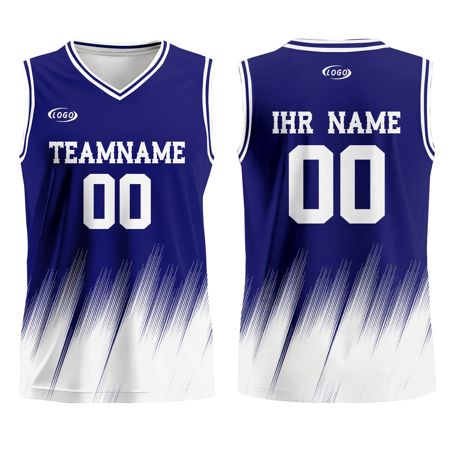 Benutzerdefinierter Blau Weiß Basketball Jersey Uniform Anzug gedruckt Ihr Logo Name Nummer