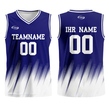Benutzerdefinierter Blau Weiß Basketball Jersey Uniform Anzug gedruckt Ihr Logo Name Nummer