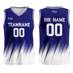 Benutzerdefinierter Blau Weiß Basketball Jersey Uniform Anzug gedruckt Ihr Logo Name Nummer