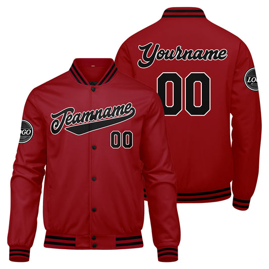 Benutzerdefinierte Verlauf Varsity-Jacke. Letterman-Jacke Rot Schwarz