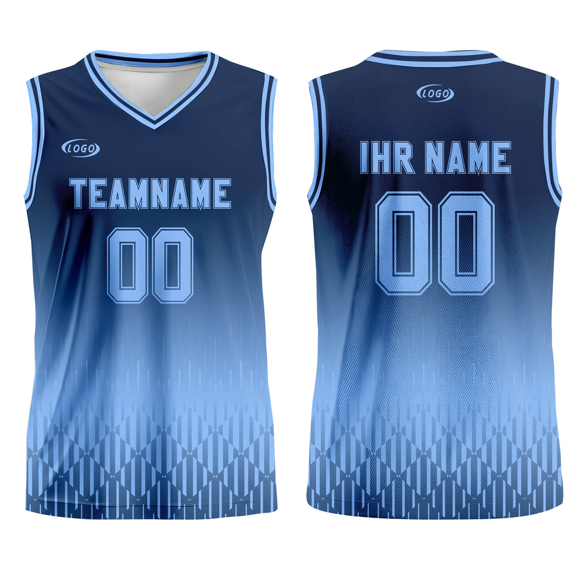 Benutzerdefinierter Marine Hellblau Farbverlauf Basketball Jersey Uniform Anzug gedruckt Ihr Logo Name Nummer